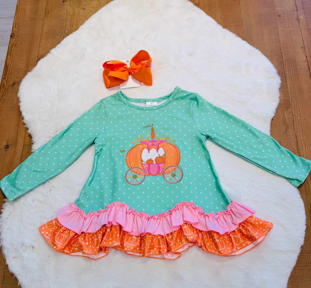Girls Pumpkin Princess Polka Dot Ruffle Pant Outfit