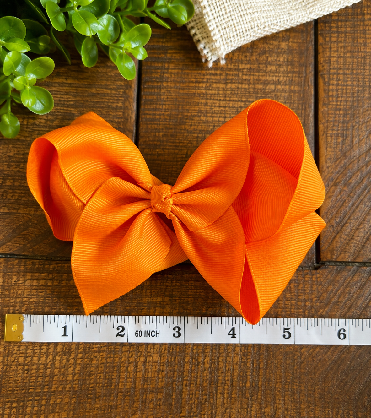 Hair Bow 6” Alligator Clip - Mango Orange