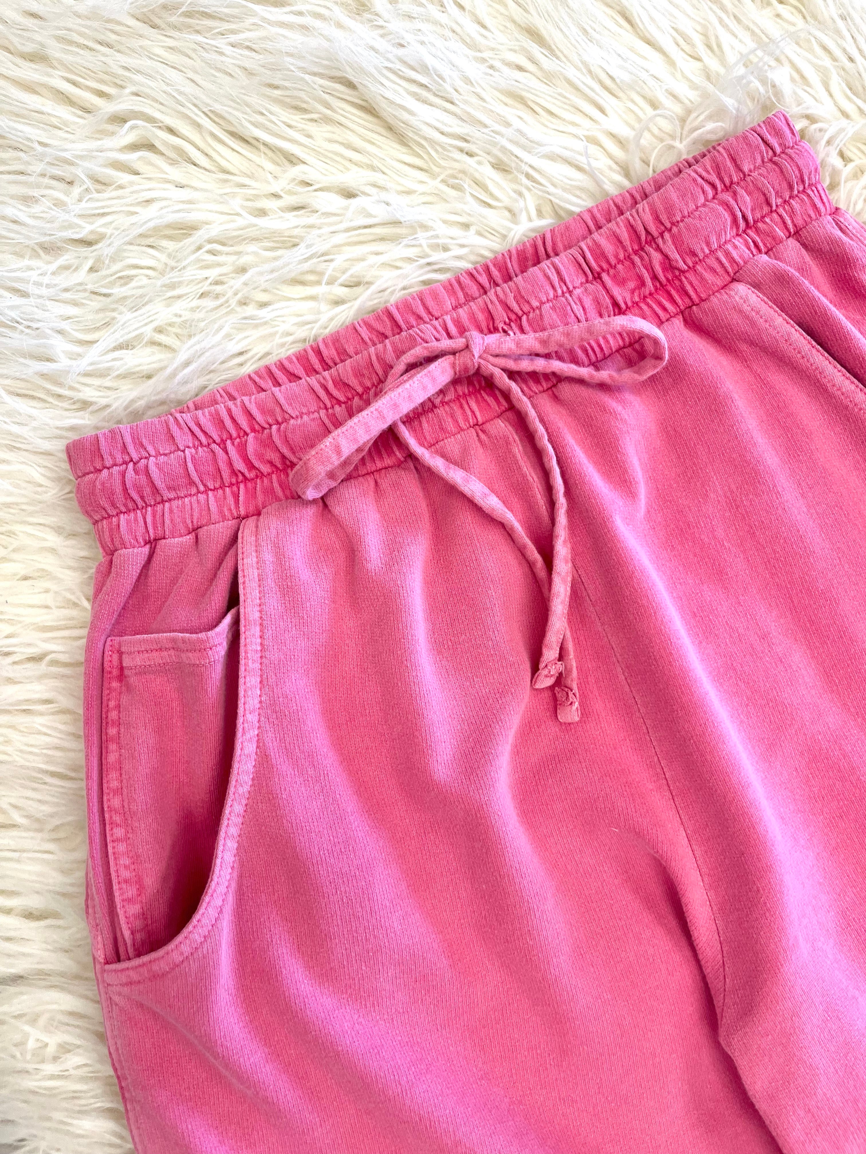 Women’s Zenana Fuchsia French Terry Enzyme Washed Pants