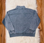 Women’s Zenana Blue/Gray Acid Wash Quarter Zip Pullover True to Size