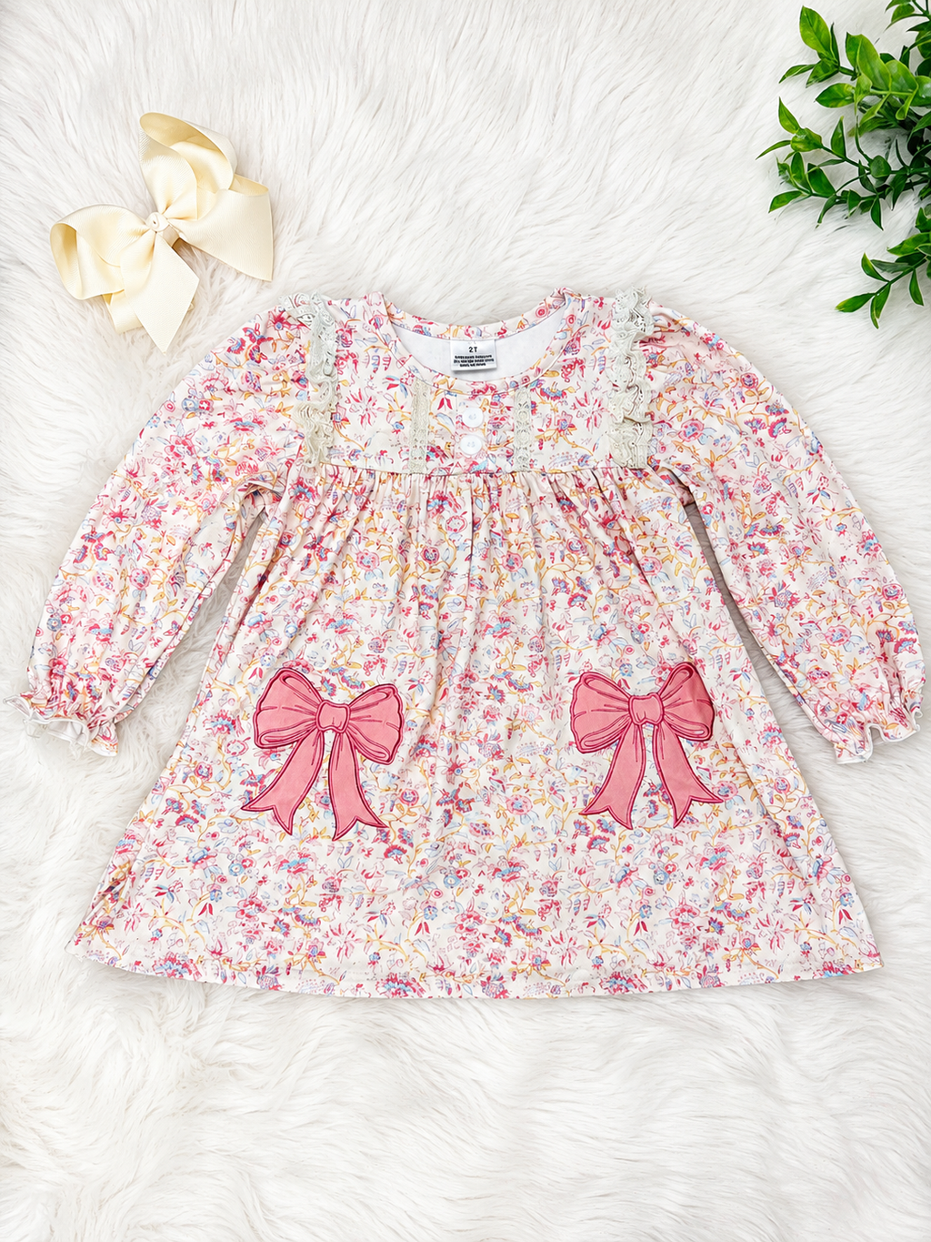 Girl’s Floral Print Bow Dress