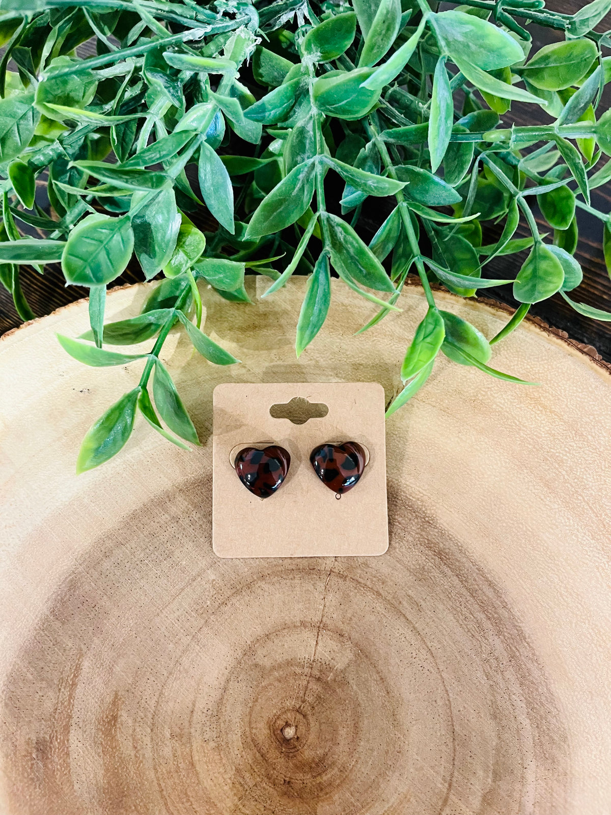 Women’s Tortoise Shell Heart Shaped Stud Earrings