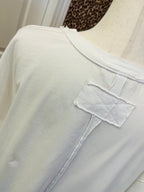 Women’s Curvy J.O.A White Round Neck Exposed Seam Top