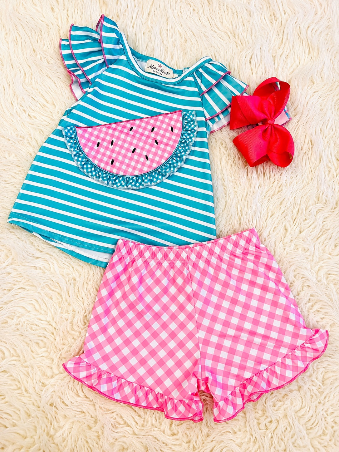 Girls Watermelon Gingham Ruffle outfit