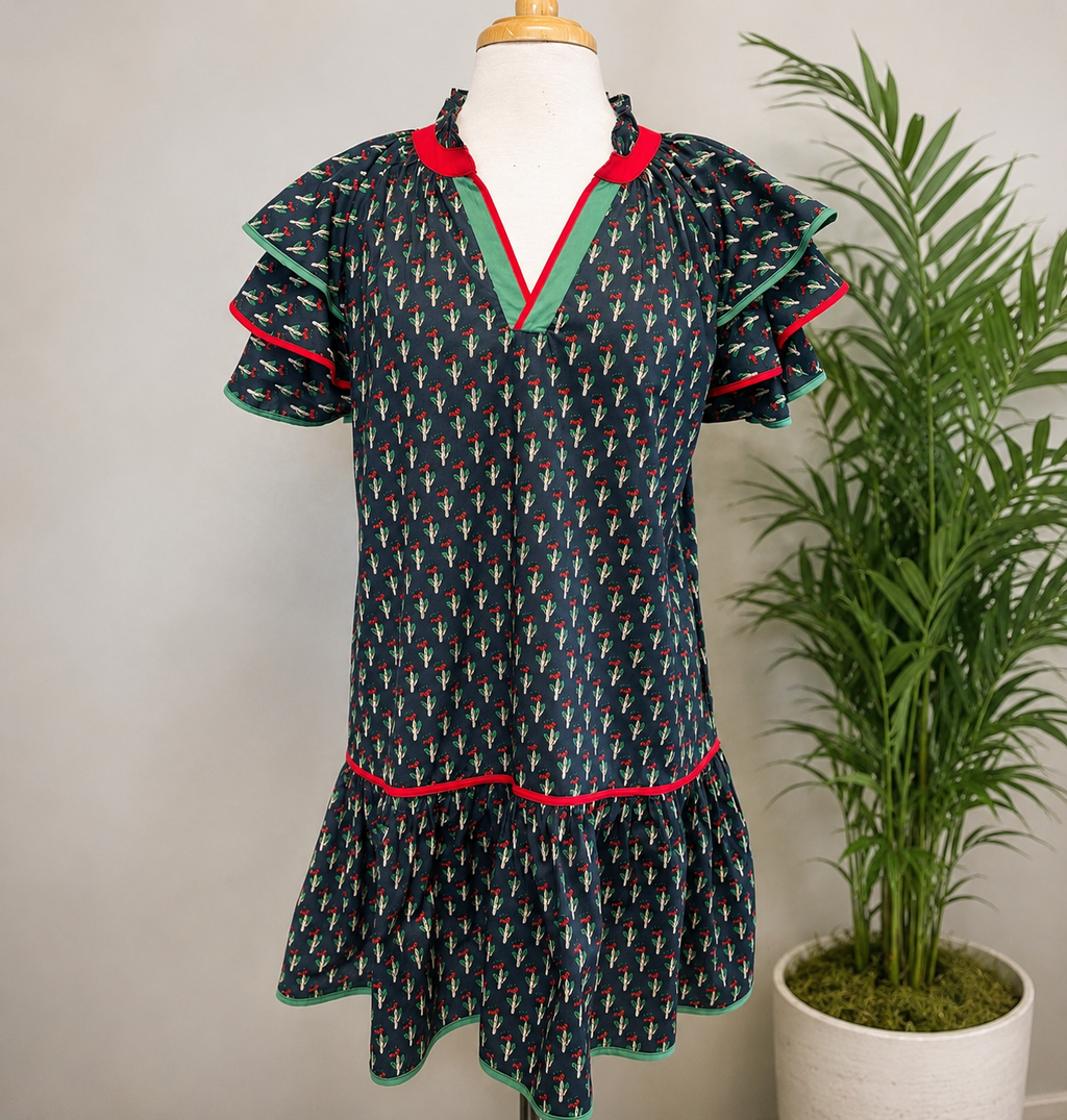 Women’s Umgee Red and Green Print Dress