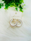 A Project White and Gold Hoop Earrings - Mini Mee Boutique