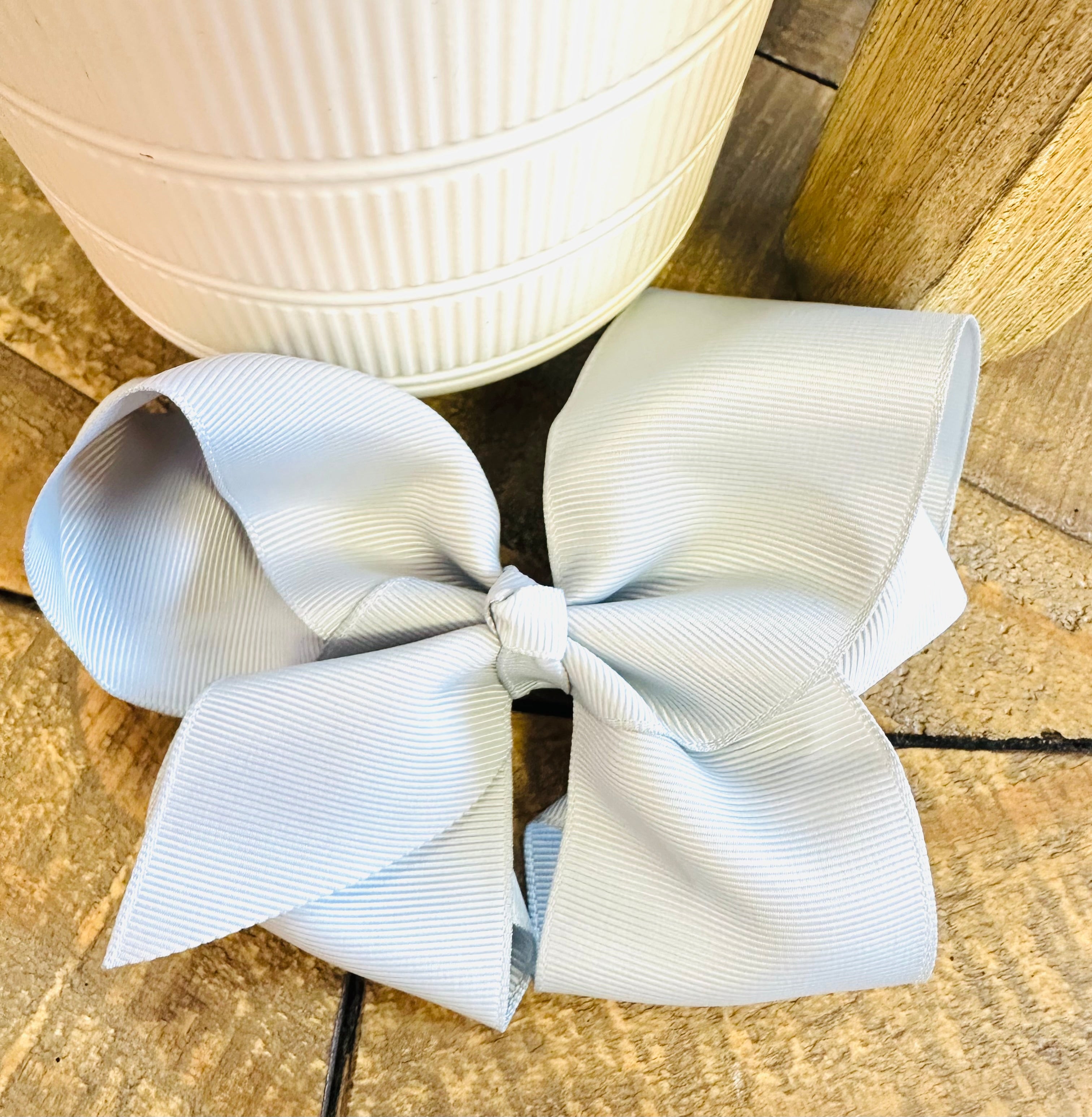 Hair Bow 6” Alligator Clip - Grey