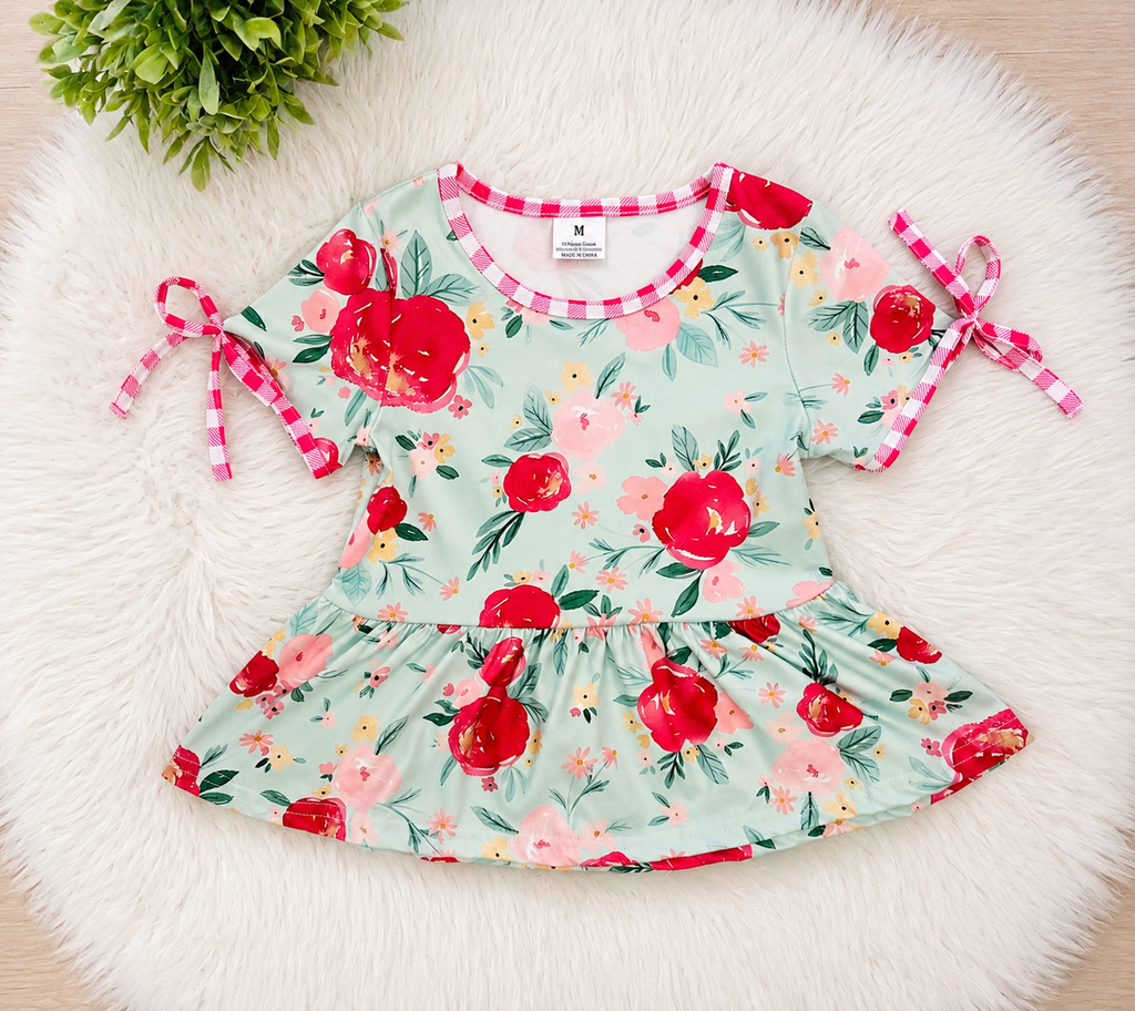 Girl’s Pink Floral Gingham Outfit