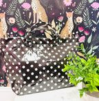Women’s Brown and White Polka Dot Vinyl Tote Bag