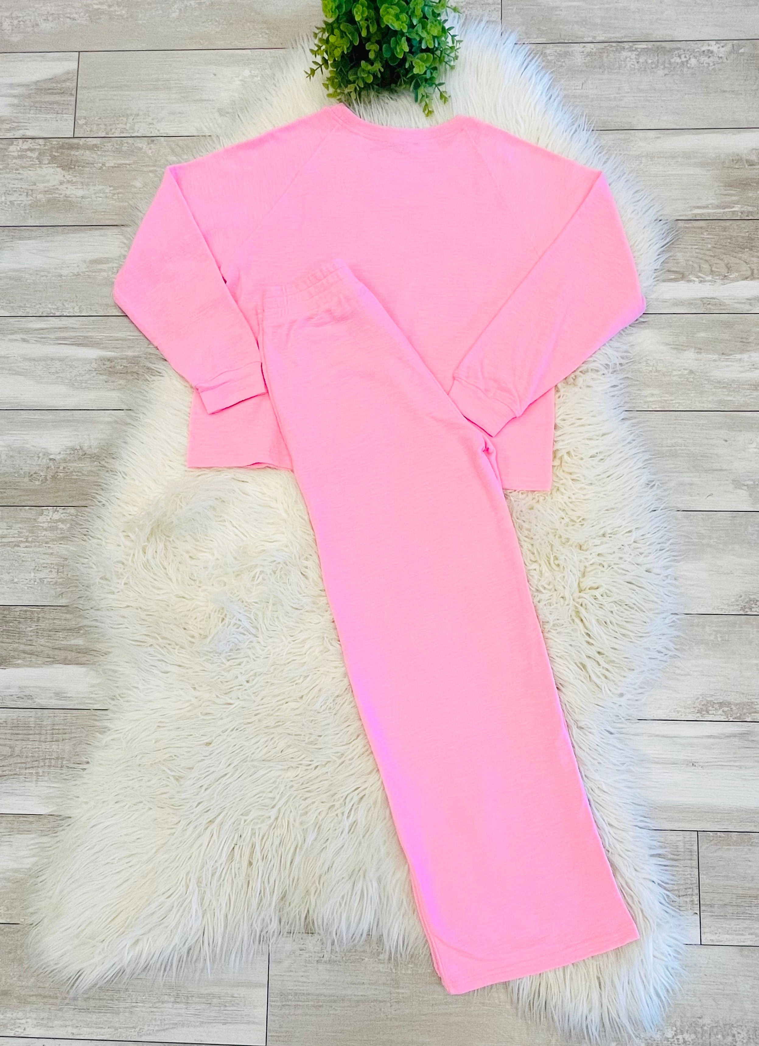 Women’s Zenana Cute Cotton Long Sleeve Set In Pink
