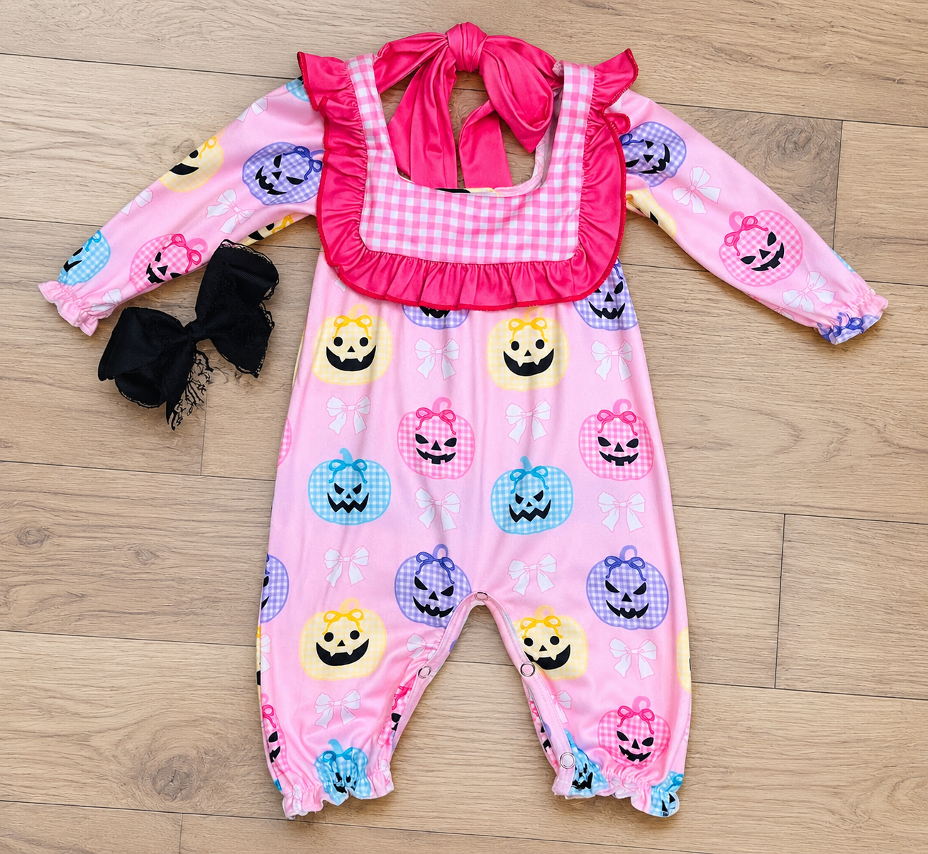 Baby Halloween Pumpkin Print Romper Girls