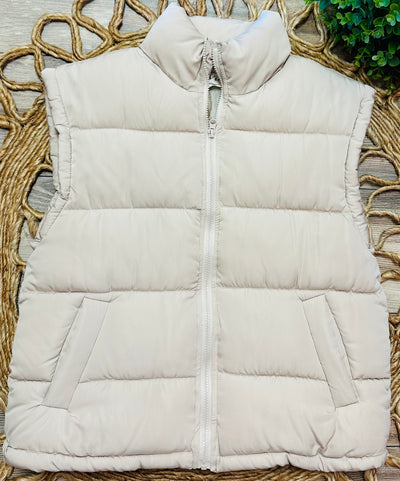 New In Cream Puffer Vest - Mini Mee Boutique