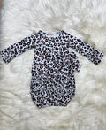 Girl’s Clover Cottage Cheetah Print Newborn Gown and Bow Set