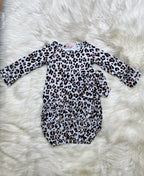 Girl’s Clover Cottage Cheetah Print Newborn Gown and Bow Set