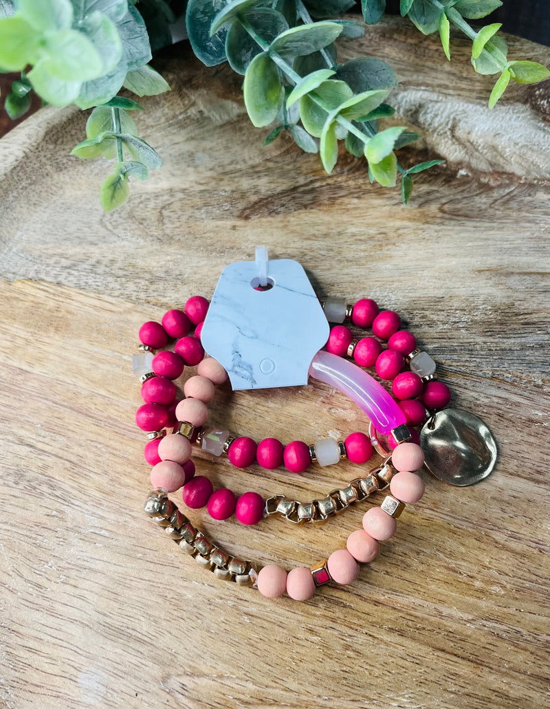 Clay Beaded with Circle Charm Bracelet