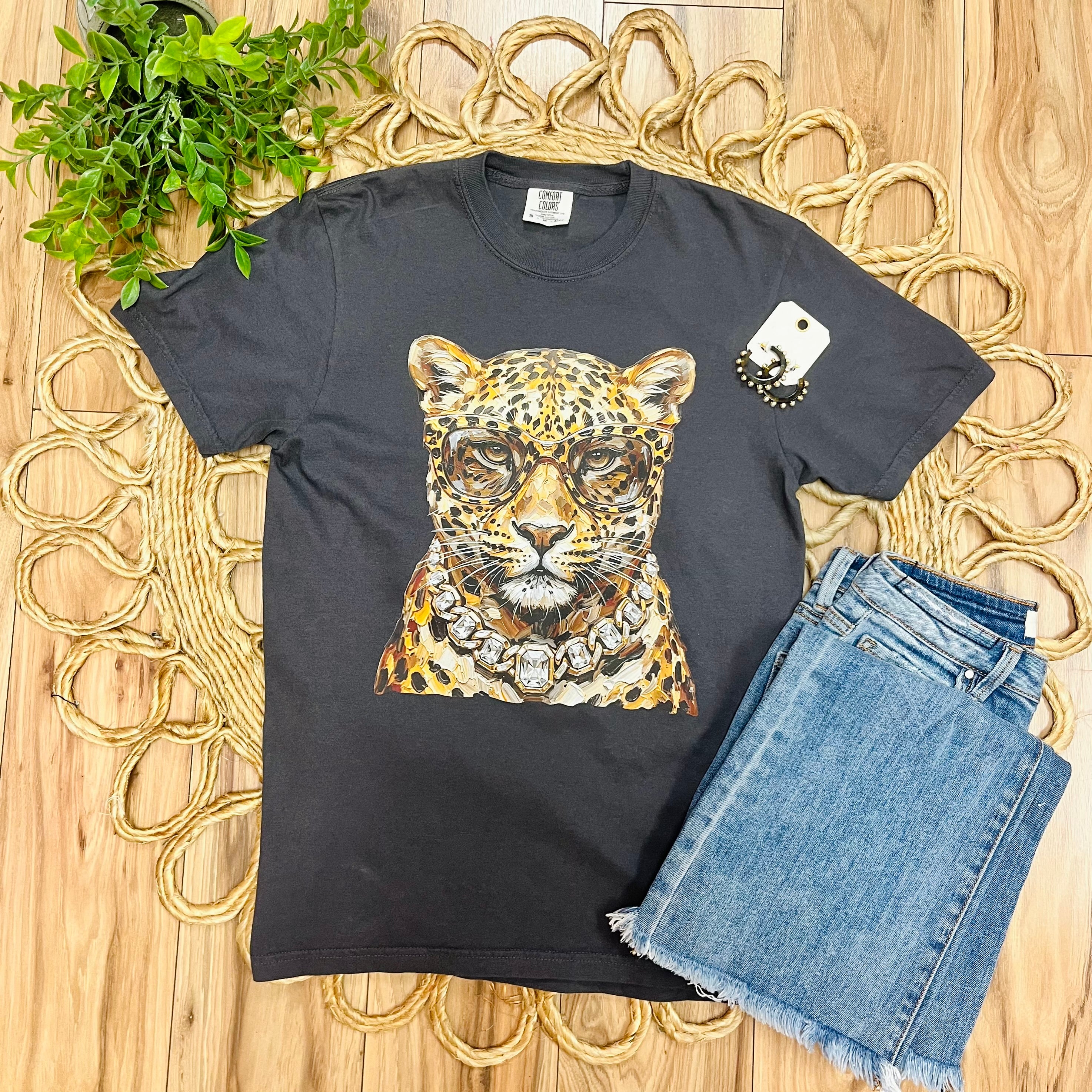 Women’s Charcoal Gray Leopard Tee