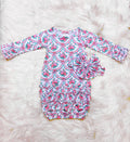 Girl’s Clover Cottage Pink Rose Newborn Gown and Bow Set