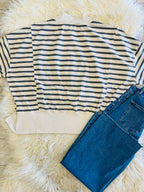 Women’s HYFVE White Dark Grey Stripped Long Sleeve Top