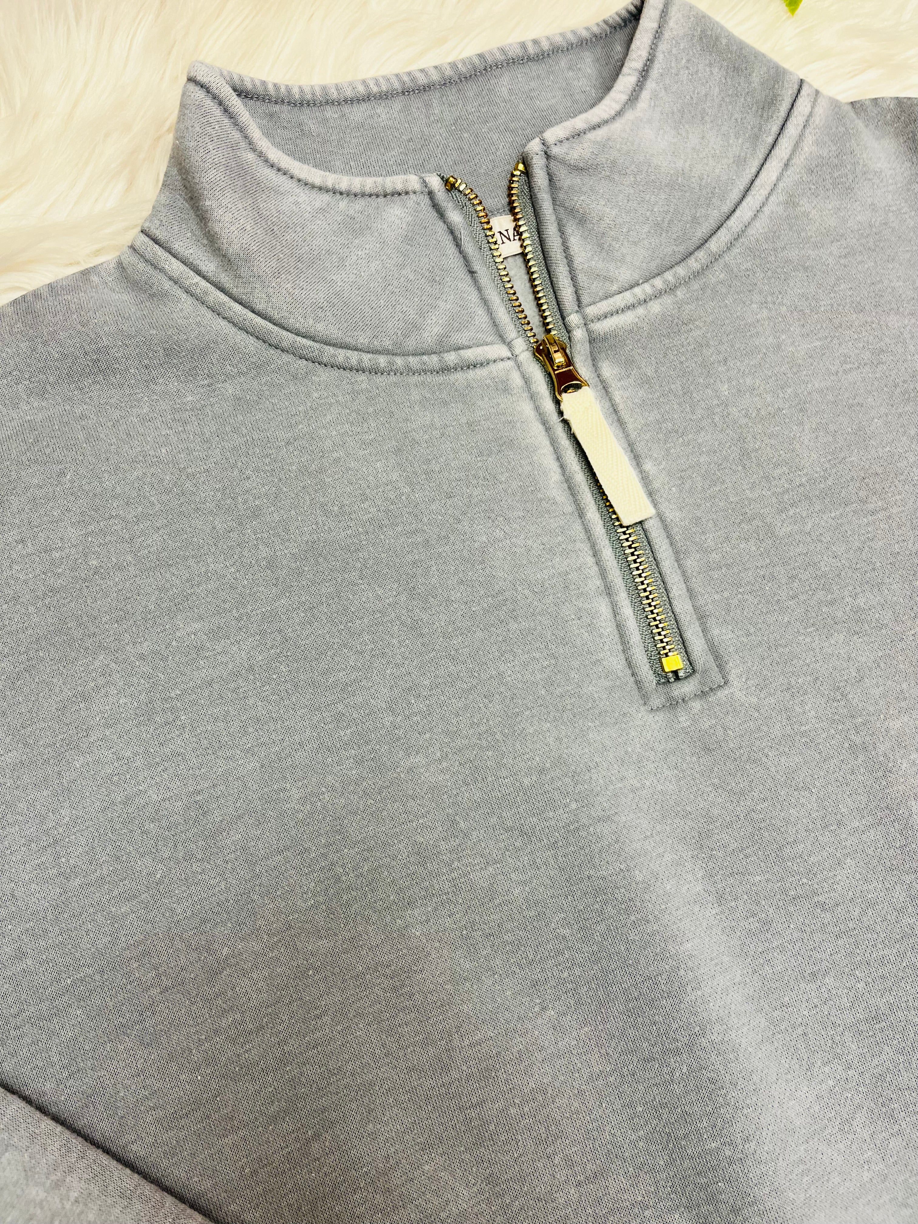 Women’s Zenana Grey Quarter Zip Top