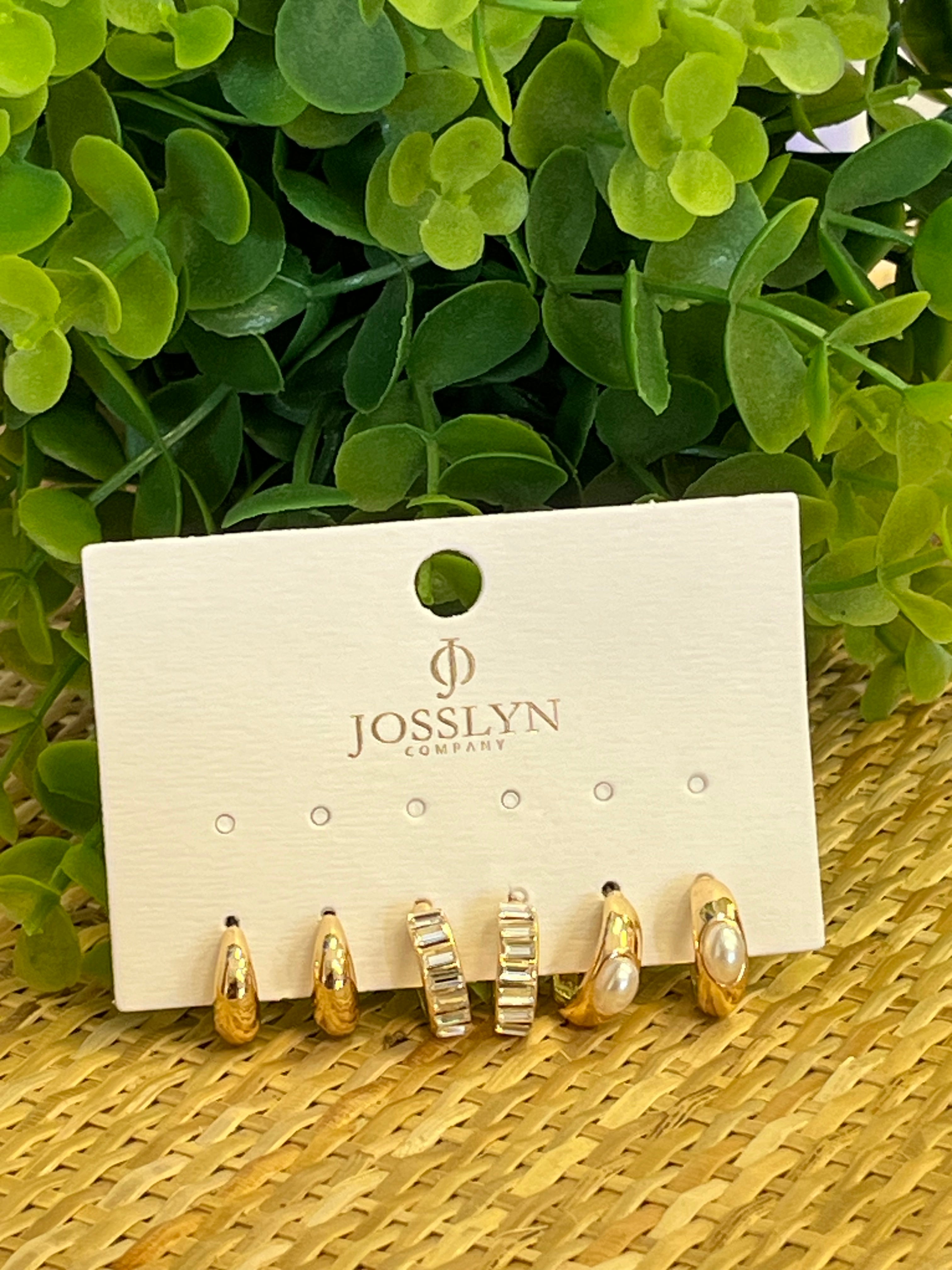 Women’s Pearl & Baguette Trio Earring Set