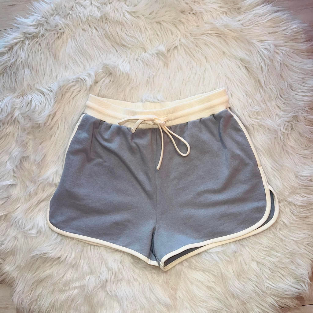 Women’s Zenana Gray Short Set with Contrast Seams