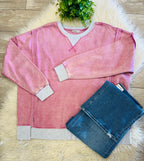 Women’s Curvy Zenana Washed Exposed Seam Sweatshirt In Vintage Pink