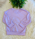 Girl’s purple Boo/Bow with Pearls on sleeves Blouse