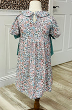 Girl’s Sage Green Bow Floral Dress