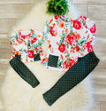 Girl’s Floral white Polka Dot Outfit