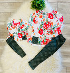 Girl’s Floral white Polka Dot Outfit