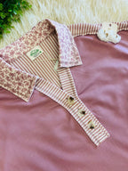 Women’s Mauve Half Button Down Collared Knit Top