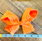 Hair Bow 6” Alligator Clip - Laced Pumpkin Orange