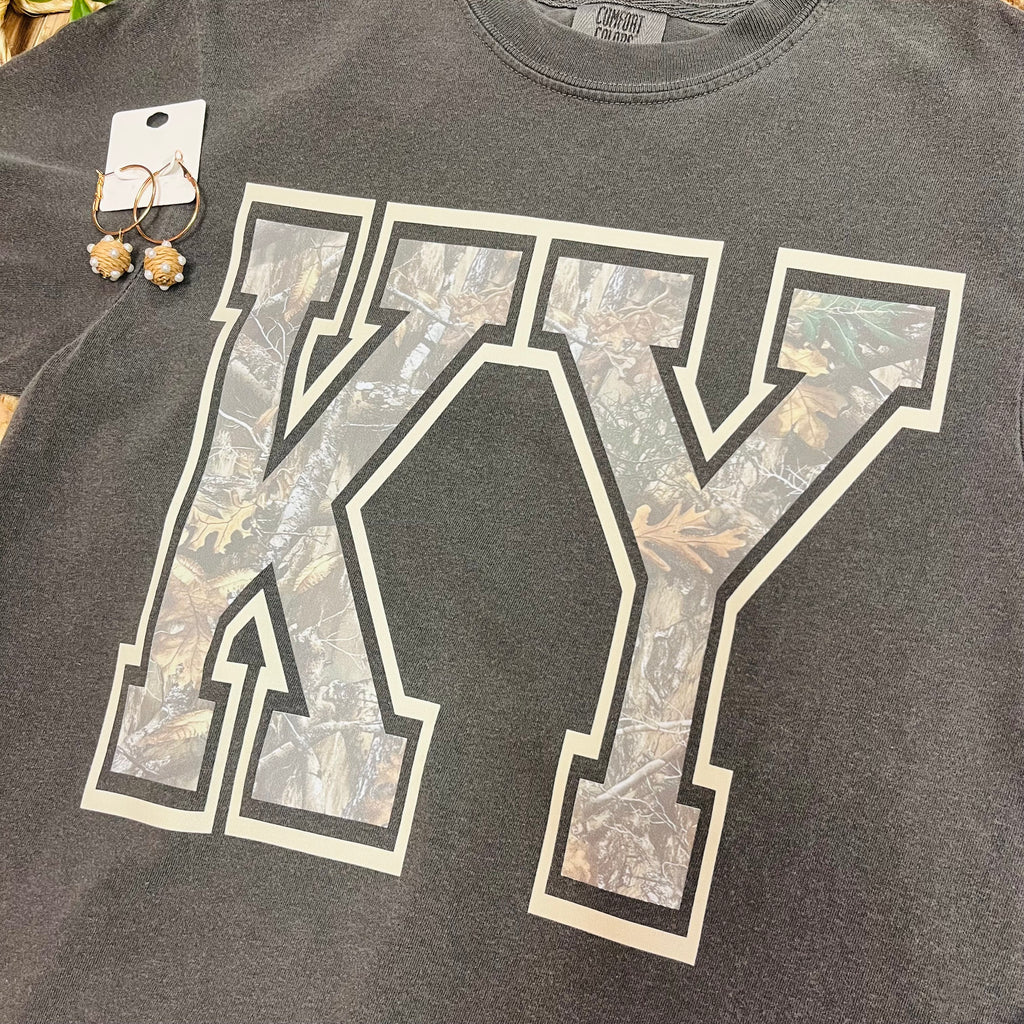 Women’s Gray Camo Print KY Tee