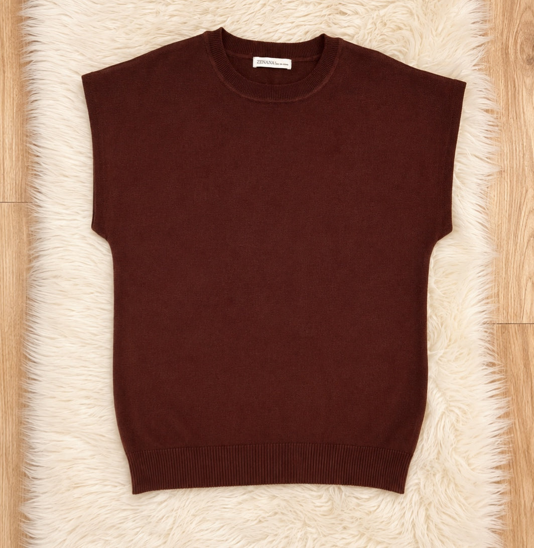 Women’s Zenana Brown Vest Top - True to Size