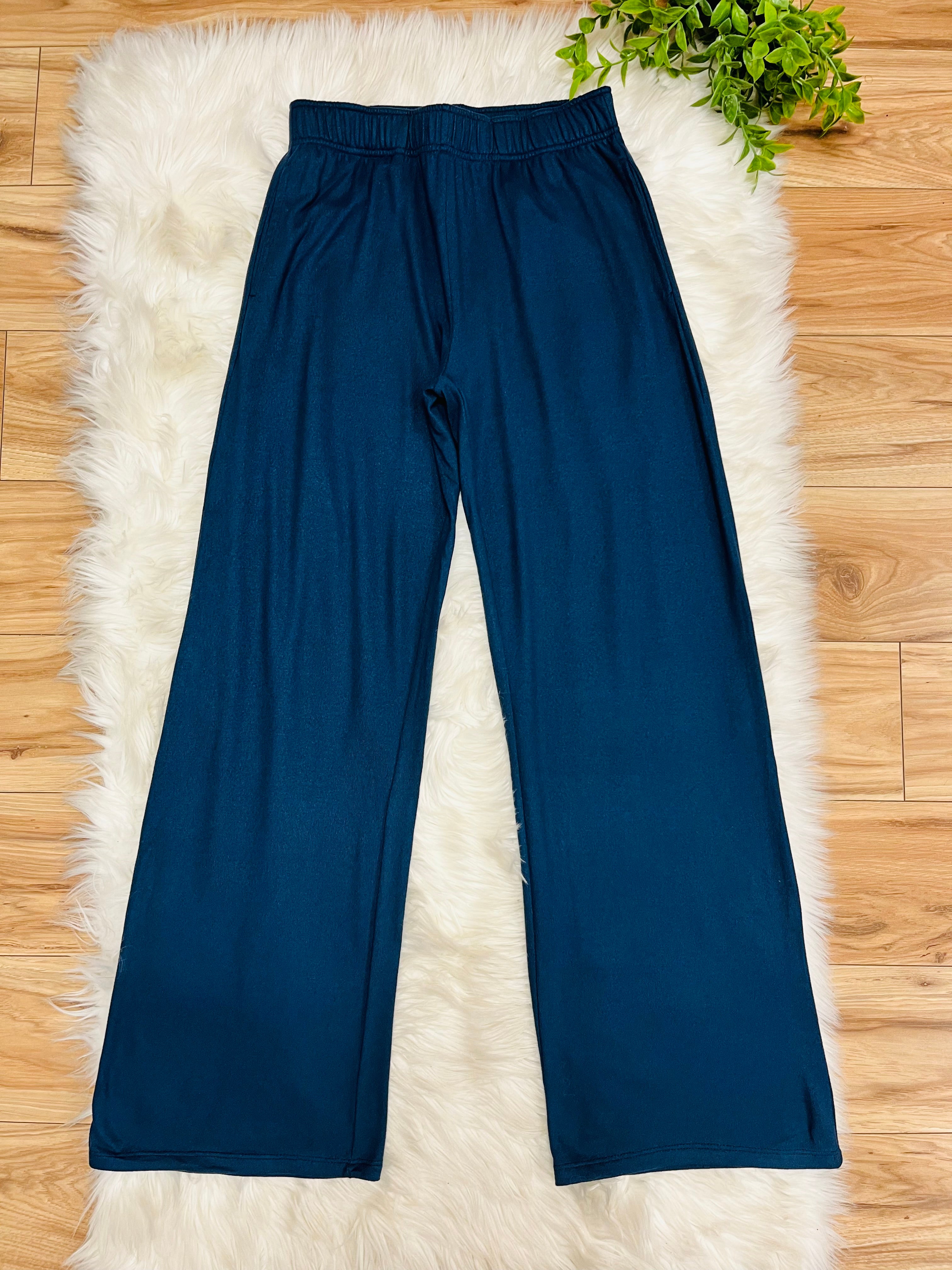 Women’s Zenana Solid Melange Navy Pant Set