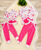 Girl’s Pink Floral Quarter Zip Two Piece Set