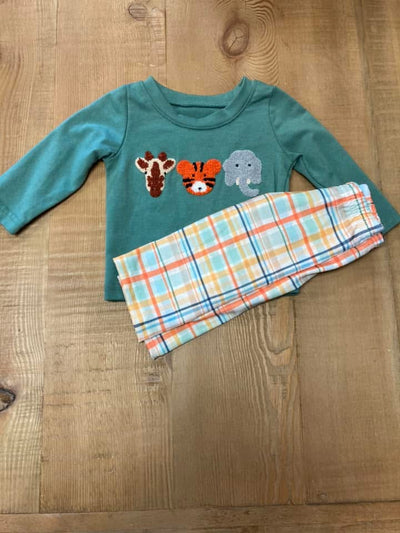 Boys Animal Plaid 2 Piece Set - Mini Mee Boutique