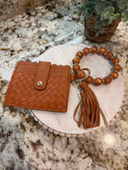 Wristlet ID Badge Pouch Keychain Mocha