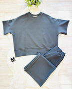 Women’s Zenana Grey Ribbed Pant Set