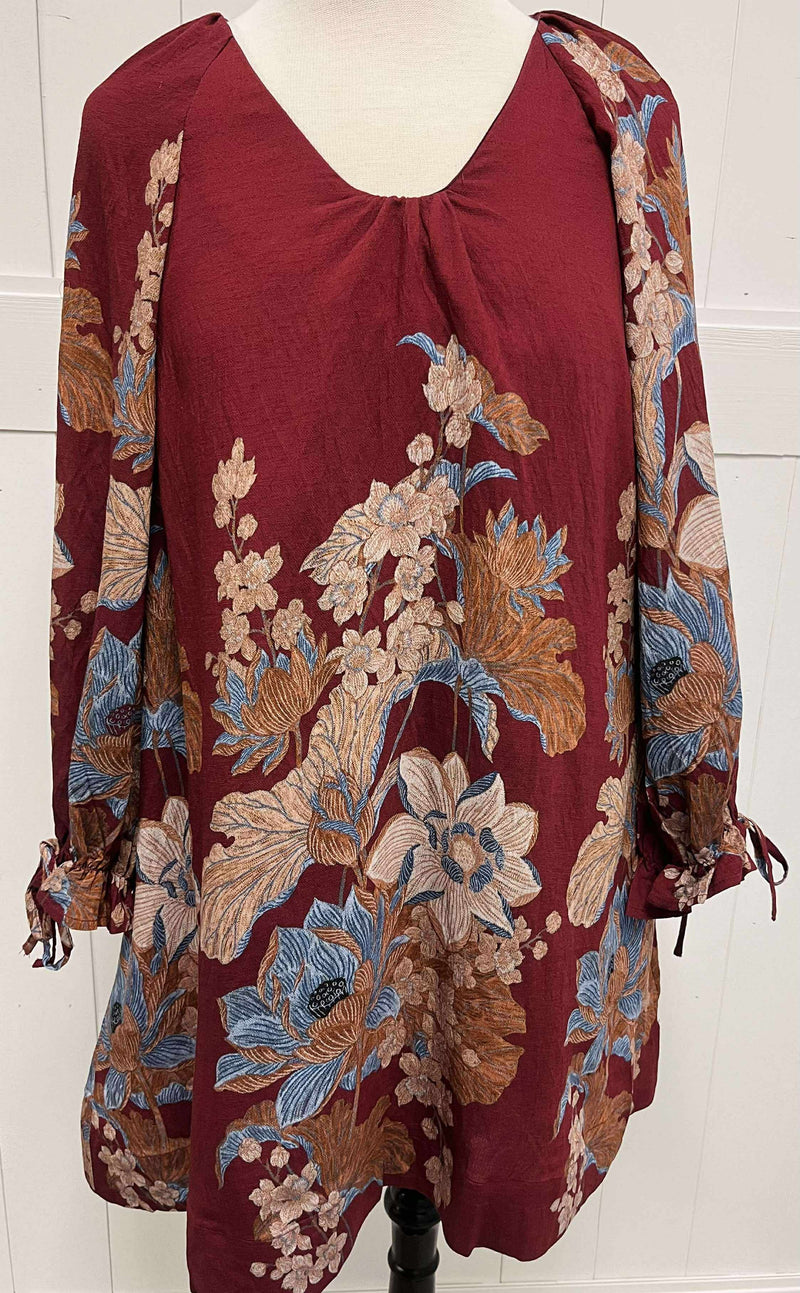 Women’s Burgundy’s Floral Embroidered Dress