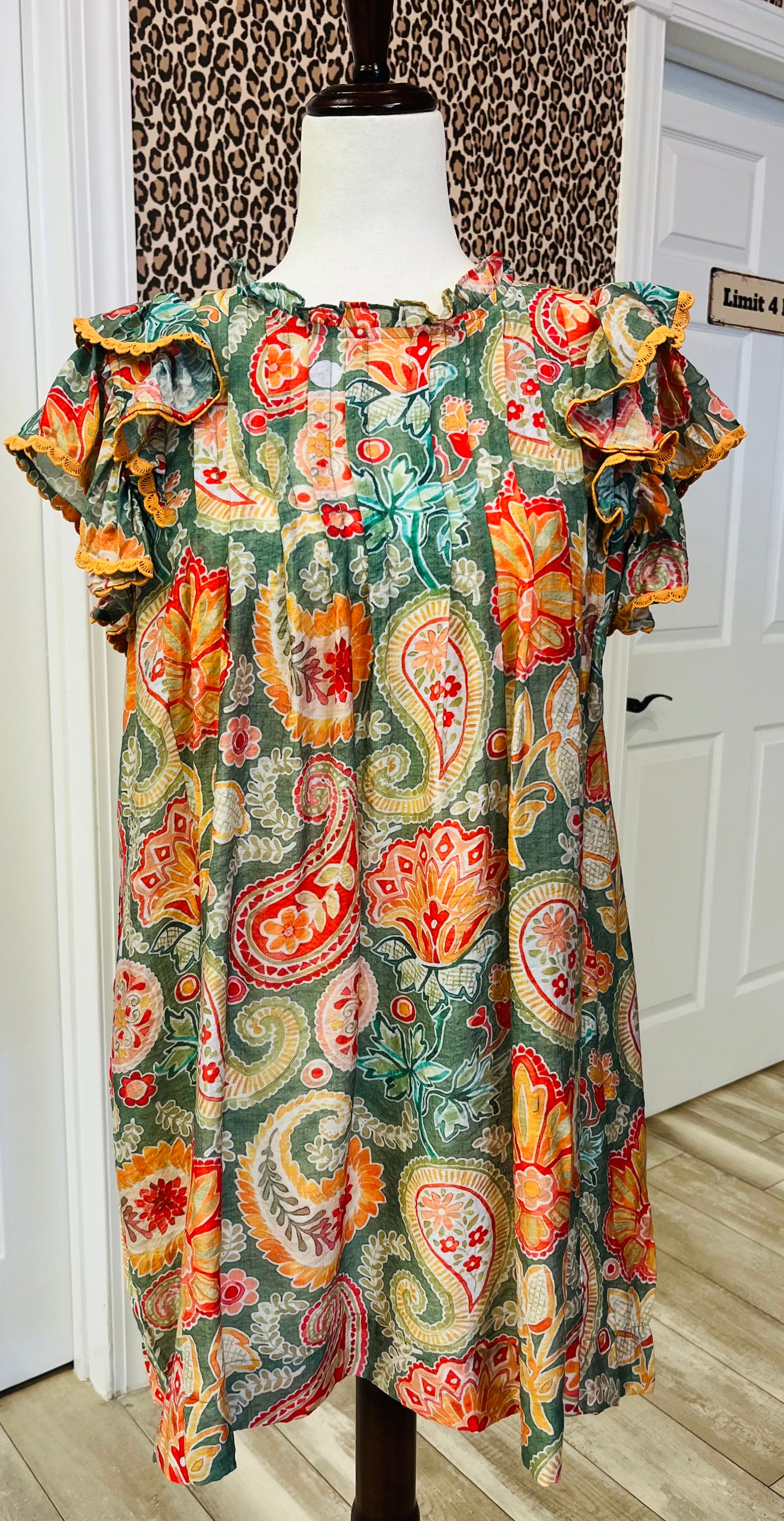 Women’s Umgee Paisley Floral Lace Ruffle Sleeve Dress