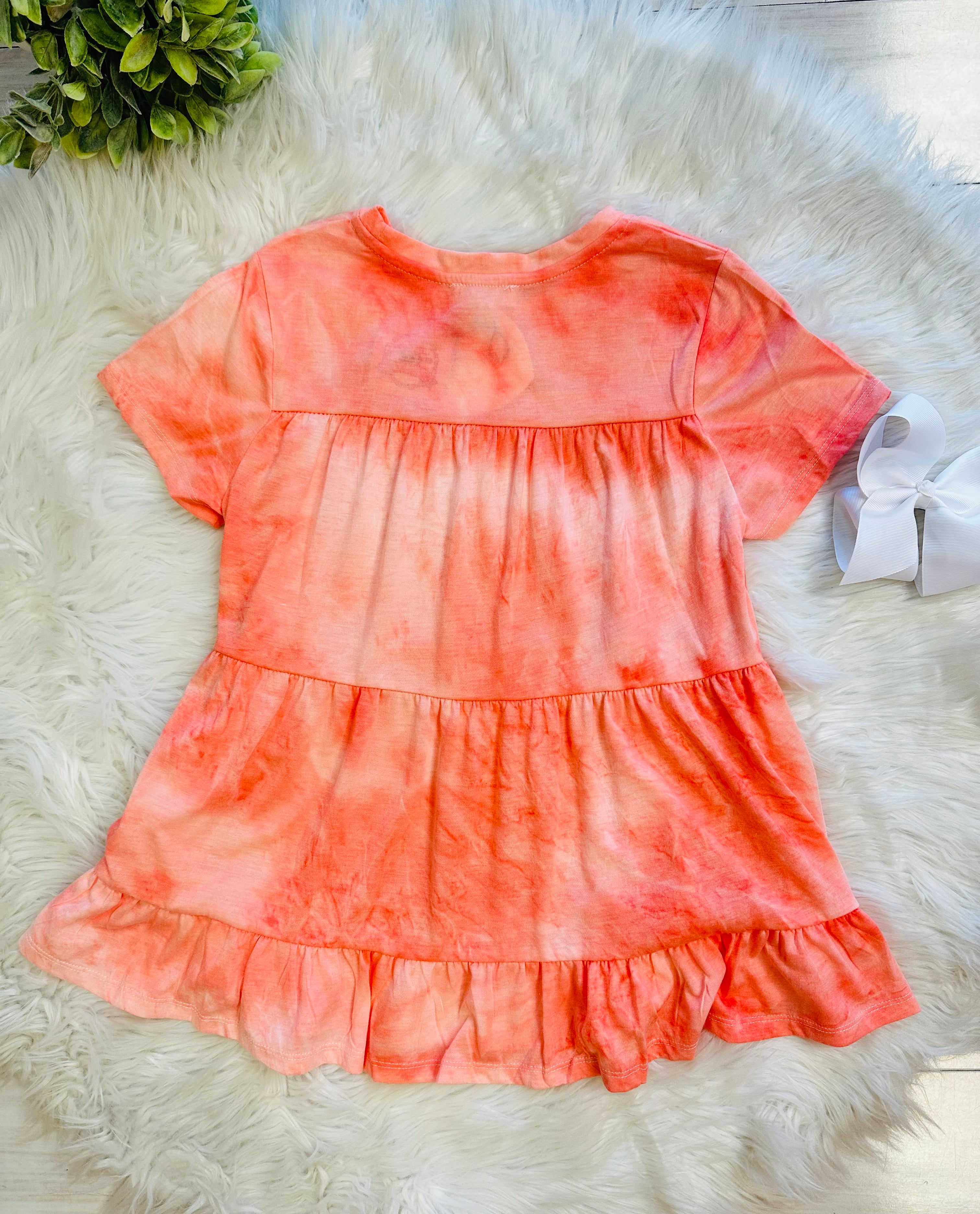 Girls Hayden Marbled Pink/orange Top