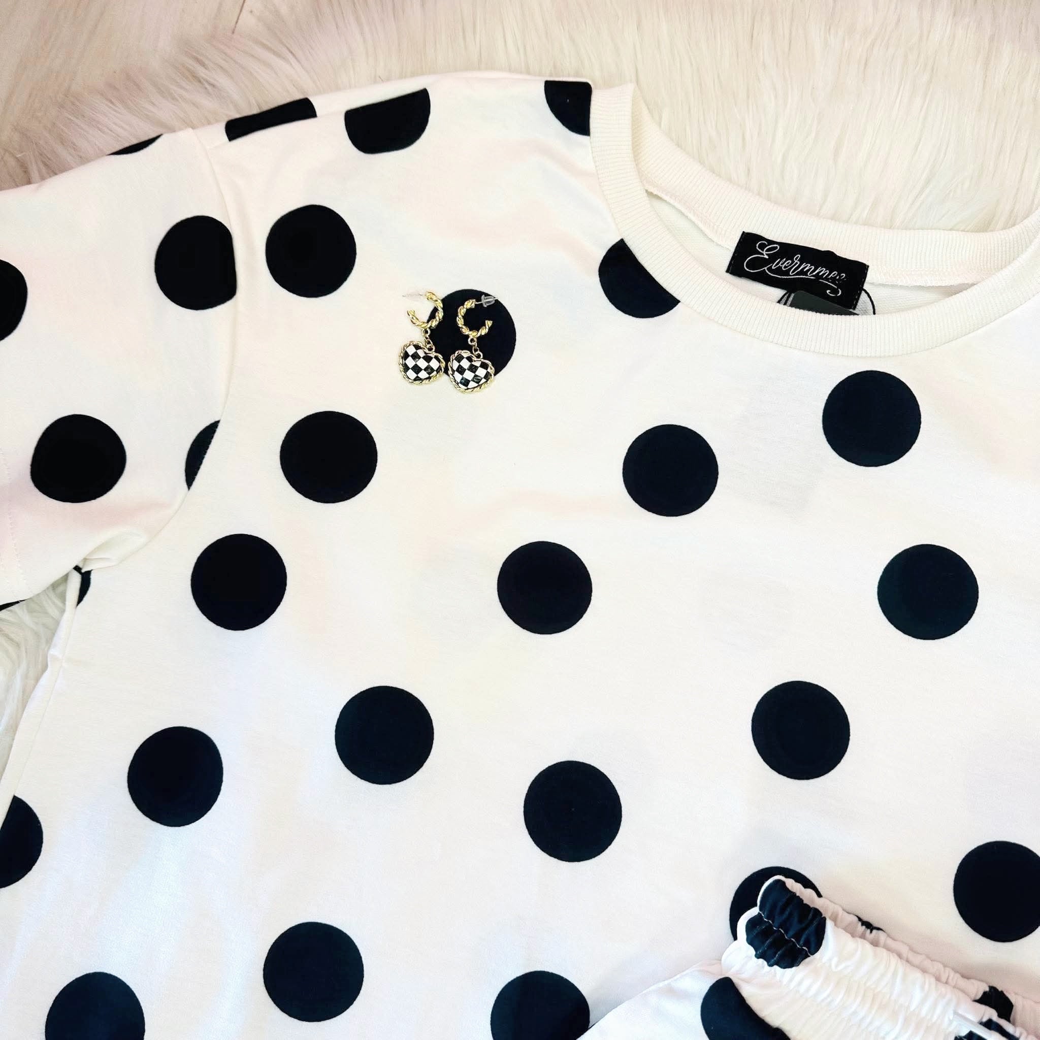 Women’s Evermmee Black Polka Dot Short Set