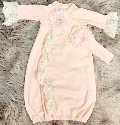 Baby pink 2 Piece Set (Gown and Headband) - Mini Mee Boutique