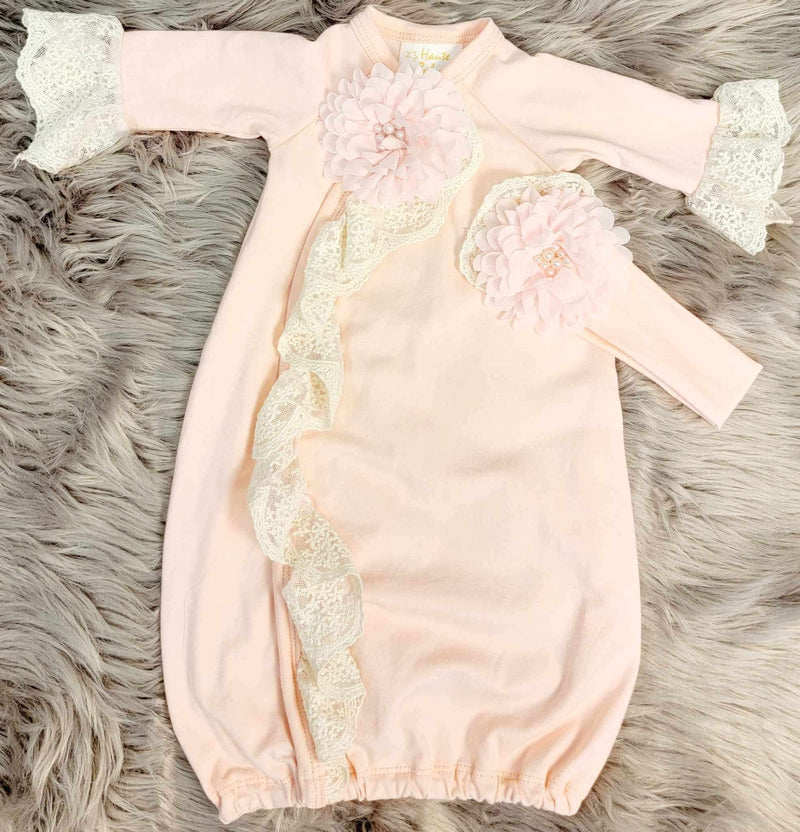 Baby pink 2 Piece Set (Gown and Headband) - Mini Mee Boutique