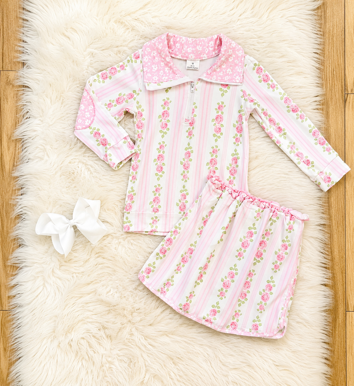 Girl’s Pink Rose Skort Outfit Set
