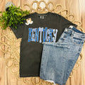 Women’s Charcoal Gray Kentucky Blue Polka Dot and White Stripe Tee
