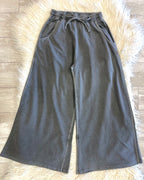 Women’s Zenana Black French Terry Enzyme Washed Pants