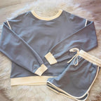 Women’s Zenana Gray Short Set with Contrast Seams