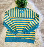 Women’s Yellow/Blue Striped Oversized Casual Knit Top